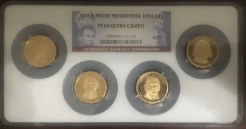 2007 S NGC PF69 Ultra Cameo Presidential Dollars 4 Coin Set 2007-S PF-69 UCAM