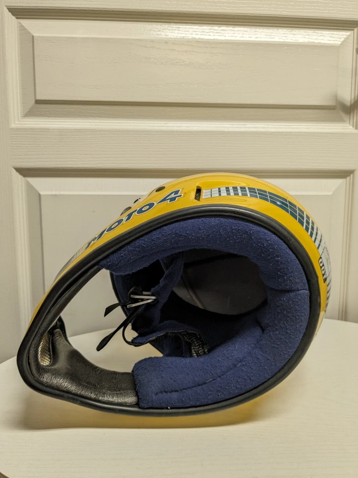Vintage 1980's BELL MOTO 4 Yellow Motorcycle Helmet Full Face 7 3/8  - Image 4 of 4