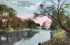 Fort Wayne INDIANA Harmar's Ford Historic Spot on Maumee River 1915 VTG Postcard