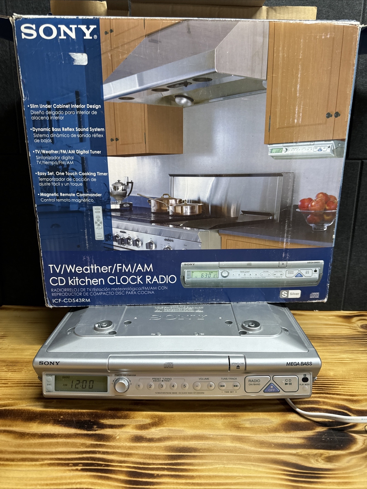 Sony Mega Bass Under ICFCD543RM Am/Fm CD Kitchen Clock Radio