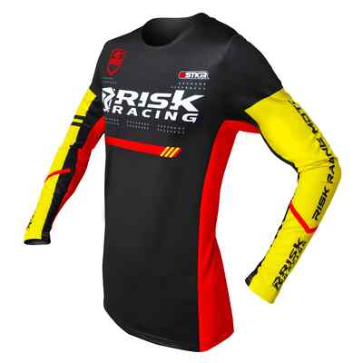 Risk Racing Ventilate Pro kleines Motocross Trikotoberteil schwarz gelb RENNAUSRÜSTUNG