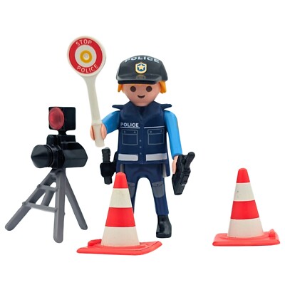 Playmobil 71201 Policeman And Radar Set - Police Officer Figure With Dog & Speed Radar Toy