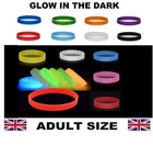GLOW IN THE DARK SILICON WRISTBANDS - ADULT - CHOOSE YOUR COLOURS - UK STOCK