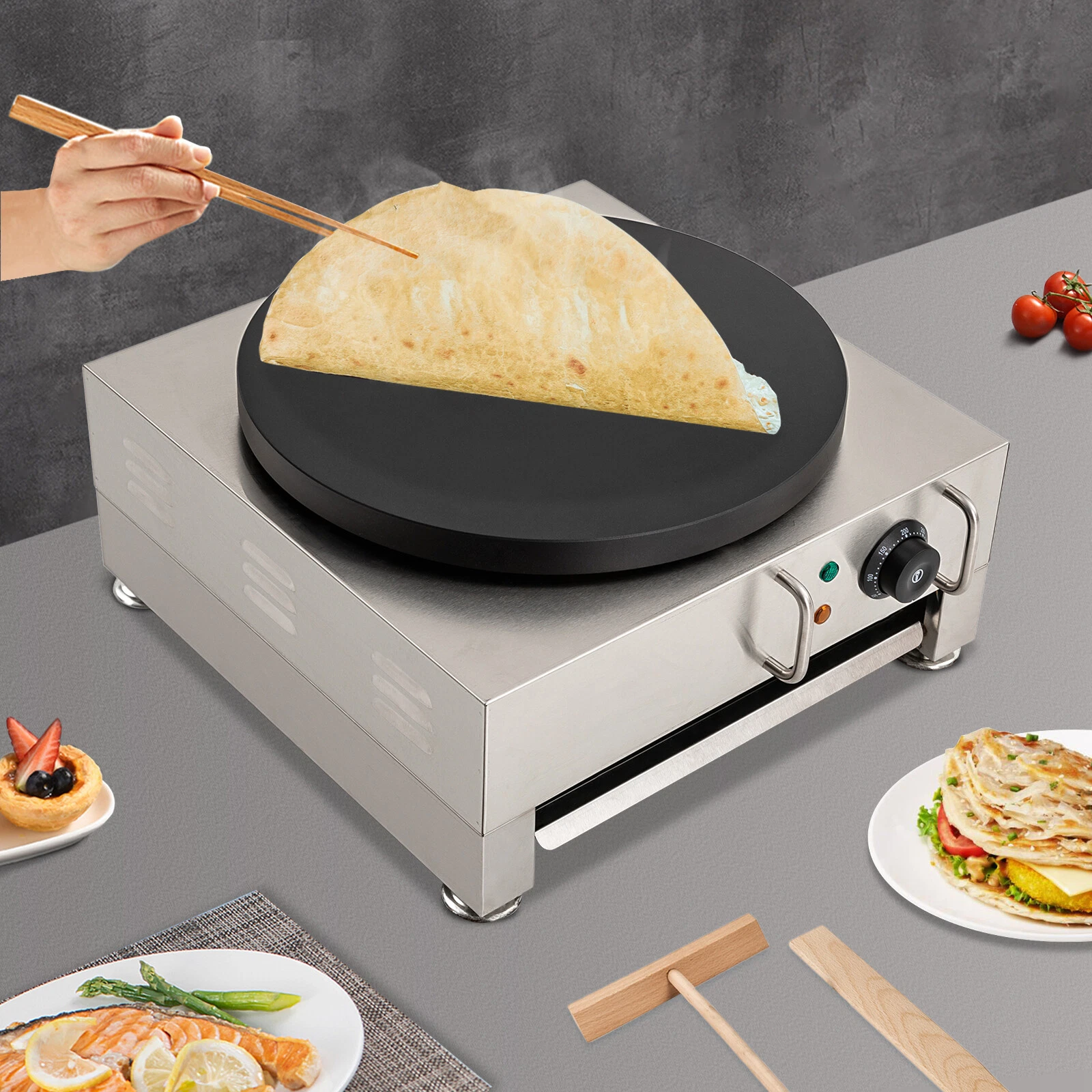 2200W 16 Inch Electric Crepe Maker Pancake Machine Temperature Control