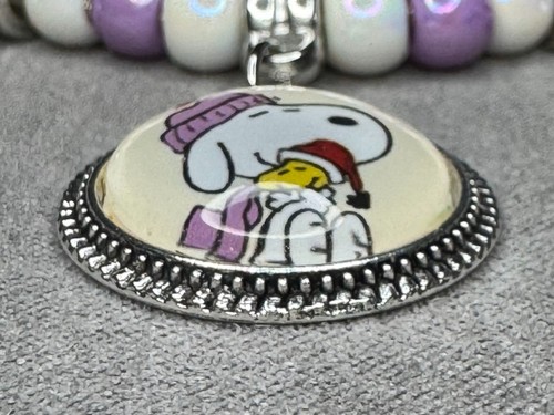 SNOOPY & Woodstock Snowflake Handmade Cabochon Charm Bracelet/Jewelry Gift ✨ NEW - Picture 4 of 9