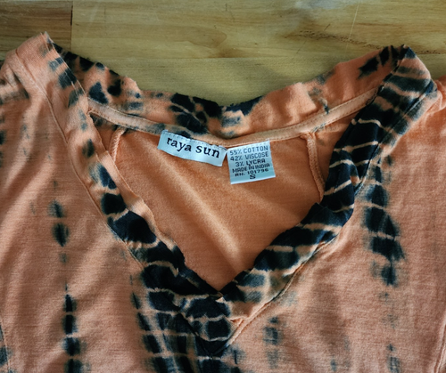 Raya Sun Tunic Top Pink Orange Tie Dye Short Sleeve Size Small - Picture 6 of 13