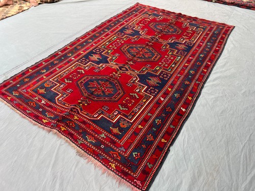 5x8 Vintage Turkish Hand-Knotted Rug, Caucasian Medallion Living Room Area Rug