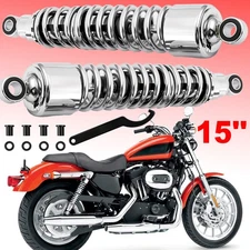 Chrome 15" Rear Shocks Absorbers For Harley Sportster XL 1200 883 Iron 48 72 Set
