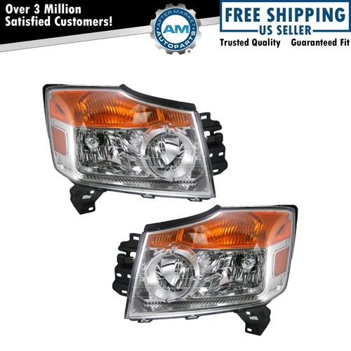 Headlight Assembly Pair LH RH 2pc for 2008-2015 Nissan Armada