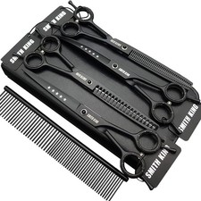 7.0 Inches Professional Dog Grooming Scissors Set Straight  Thinning  Curved 