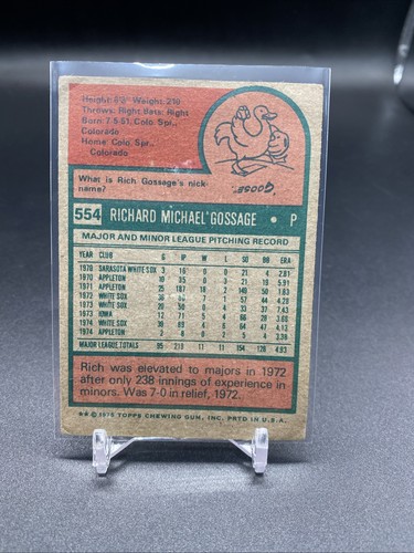 1975 Topps #554 Rich Gossage Chicago White Sox - Picture 2 of 2