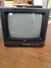 Vtg JVC 13" TV W/ Remote Model C-1327 Turns On 1987