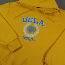 VTG UCLA Bruins Hoodie Sweatshirt Men XL Gold NCAA College Russell Athletic Logo