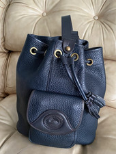 Vintage Dooney Bourke Bucket Bag USA Sling Purse Drawstring Black Pebbled AWL