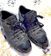 Chanel CC Mark Leather Shoes 4.5 35 Boots Sneakers Shoes Cute
