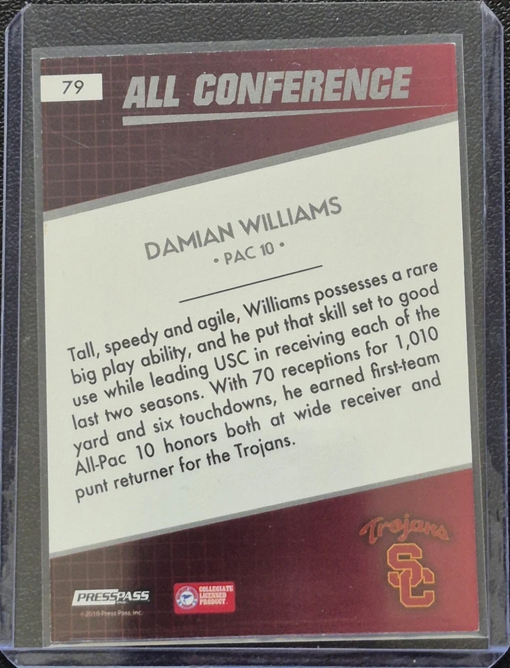 2010 Press Pass Damian Williams Rookie All Conference 1/1 #79 - Image 2 of 2