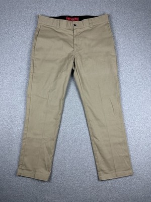 Dickies Flex WP894 Men's Chino Work Pants Size 38 Slim Straight Khaki Zip Fly