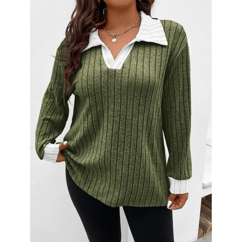 Regular Brown Color Women's Solid Color Collared Knit For Top Casual Wear Regular Length ...