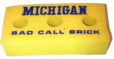 University Of Michigan Bad Call Sponge Throw Brick VTG Game Spirit 7.5" Yellow