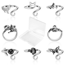 8 Pcs Adjustable Crochet Ring Finger Tension Rings Yarn Guide for Knitting