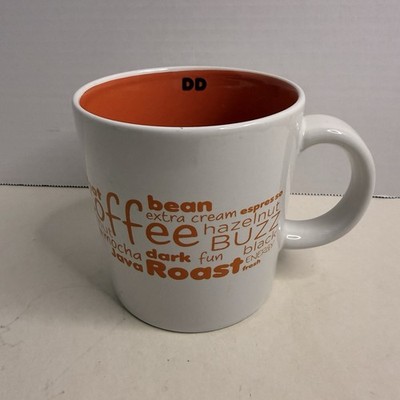 Vintage 2011 Dunkin Donuts Buzz Words Ceramic Coffee Mug Orange DD 14oz