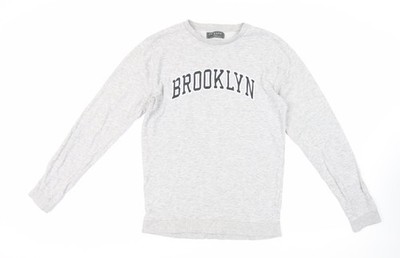 Brooklyn Herren Pullover Sweatshirt grau Baumwolle Größe S