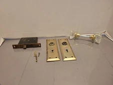 Vintage Mortise Lock with Plates And  Glass Door Knobs Screws 2b 