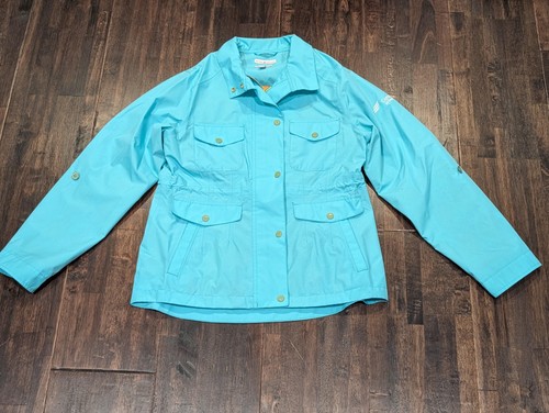 Peter Millar Kurtka Damska Mała Aqua Blue Element Water Utility Płaszcz przeciwdeszczowy Logo - Zdjęcie 1 z 17