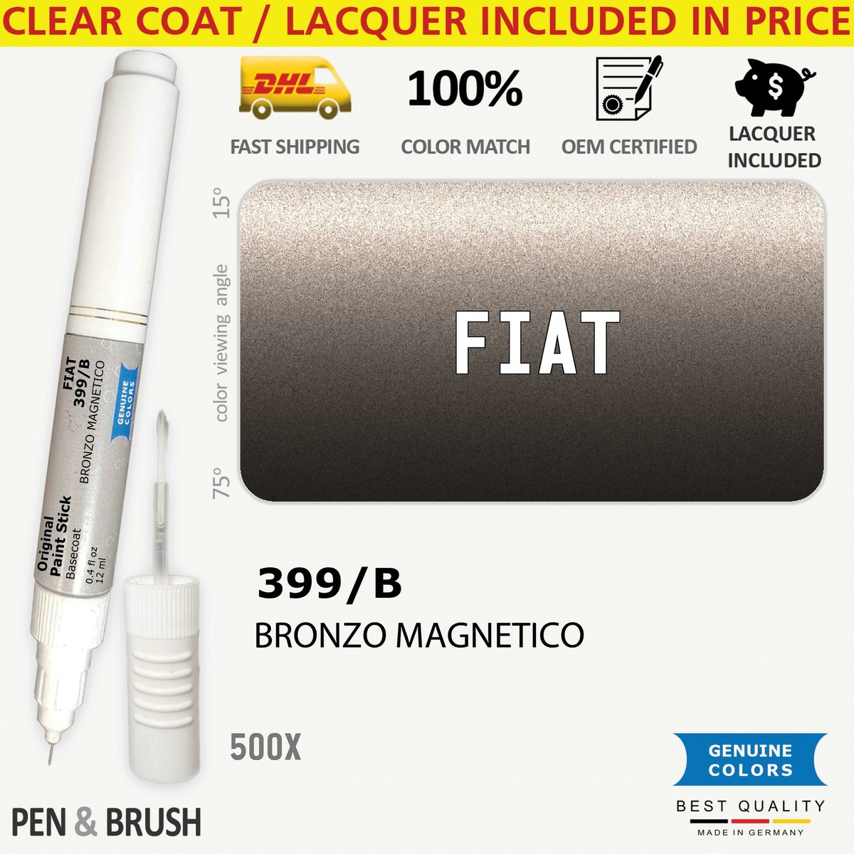 Vernice Spray Per Auto Fiat 444B Bronzo Magnetico Perl - Set Con Base E Trasparente, 2 Bombolette Da 400ml - 5
