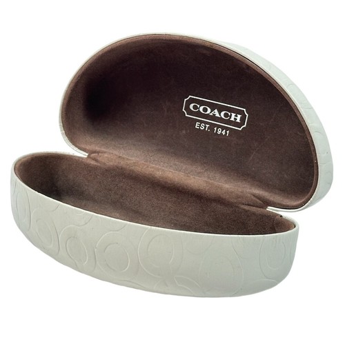 Coach Sunglasses Hard Case White Logo Embossed Clam Shell Pre-owned