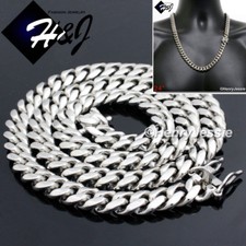 24"MEN Stainless Steel HEAVY 14x6mm Silver Miami Cuban Curb Link Chain Necklace