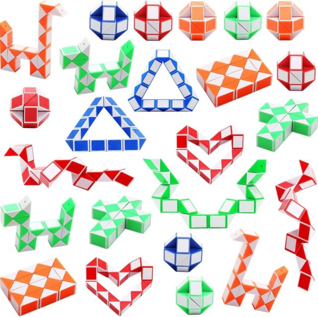 24 Pack Magic Snake Cube Mini Twist Puzzle Toys Kids Party Bag Fillers Favours