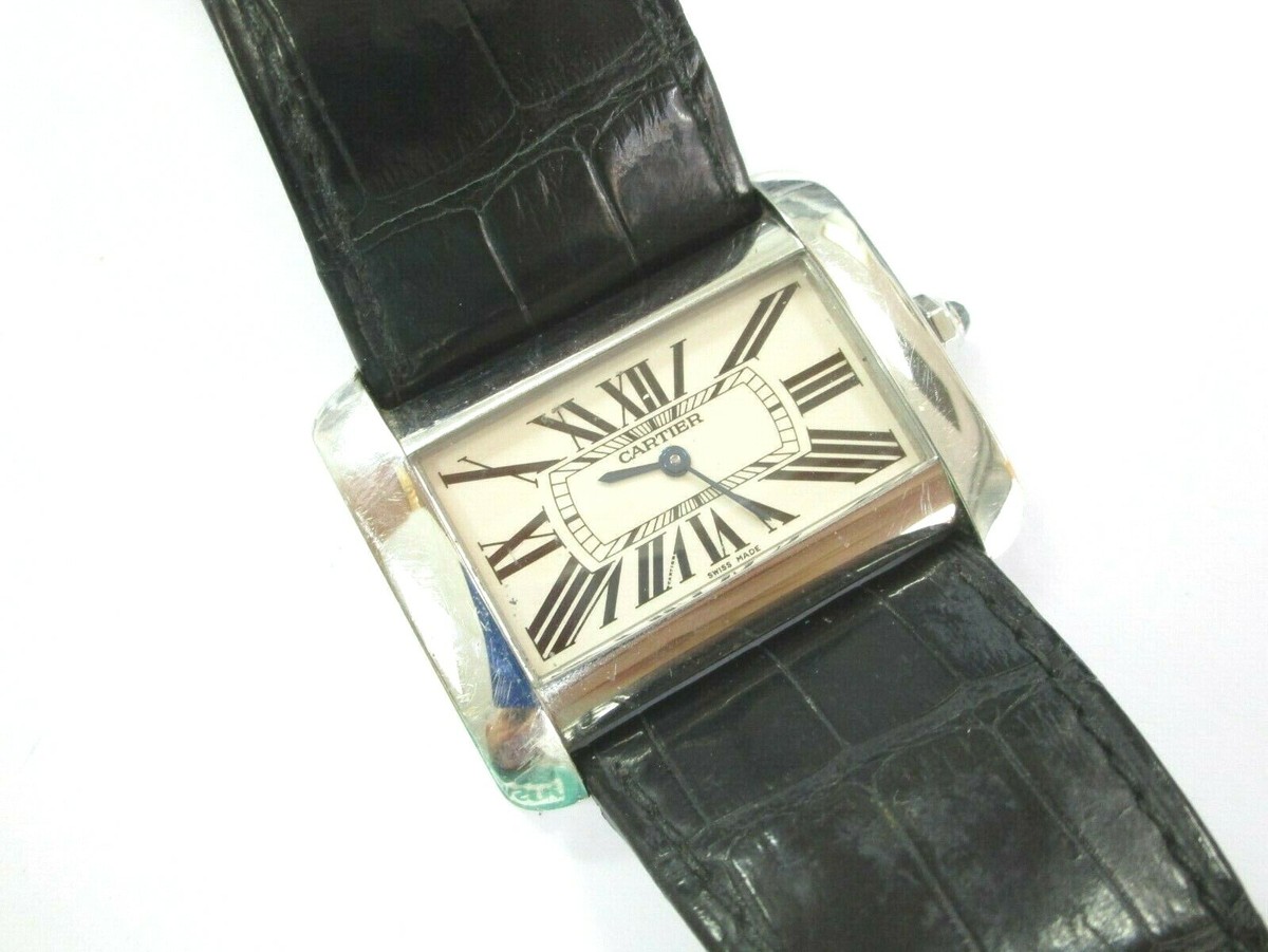 Cartier Divan Silver Women's Brown Strap Watch 2599 - Main Image