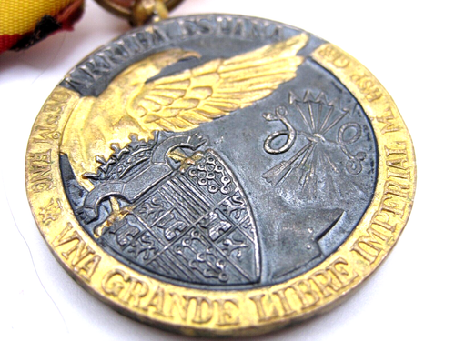 MEDAGLIA CAMPAGNA DI SPAGNA 1936-39 ARRIBA ESPANA - BRONZO- NASTRINO -3.6cm - Picture 4 of 4