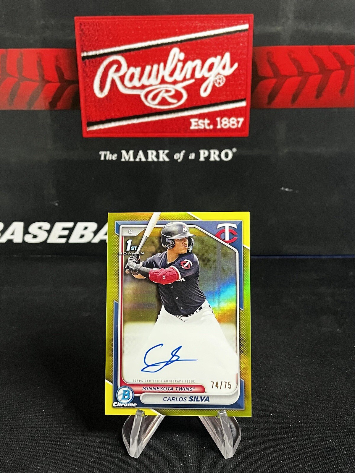 2024 Bowman Chrome Carlos Silva Yellow Refractor Auto /75 #CPA-CSI Twins 1st