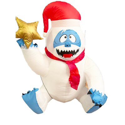 Rudolph Abominable Bumble Gemmy Airblown Inflatable 4 ft Tall Santa Hat and Star