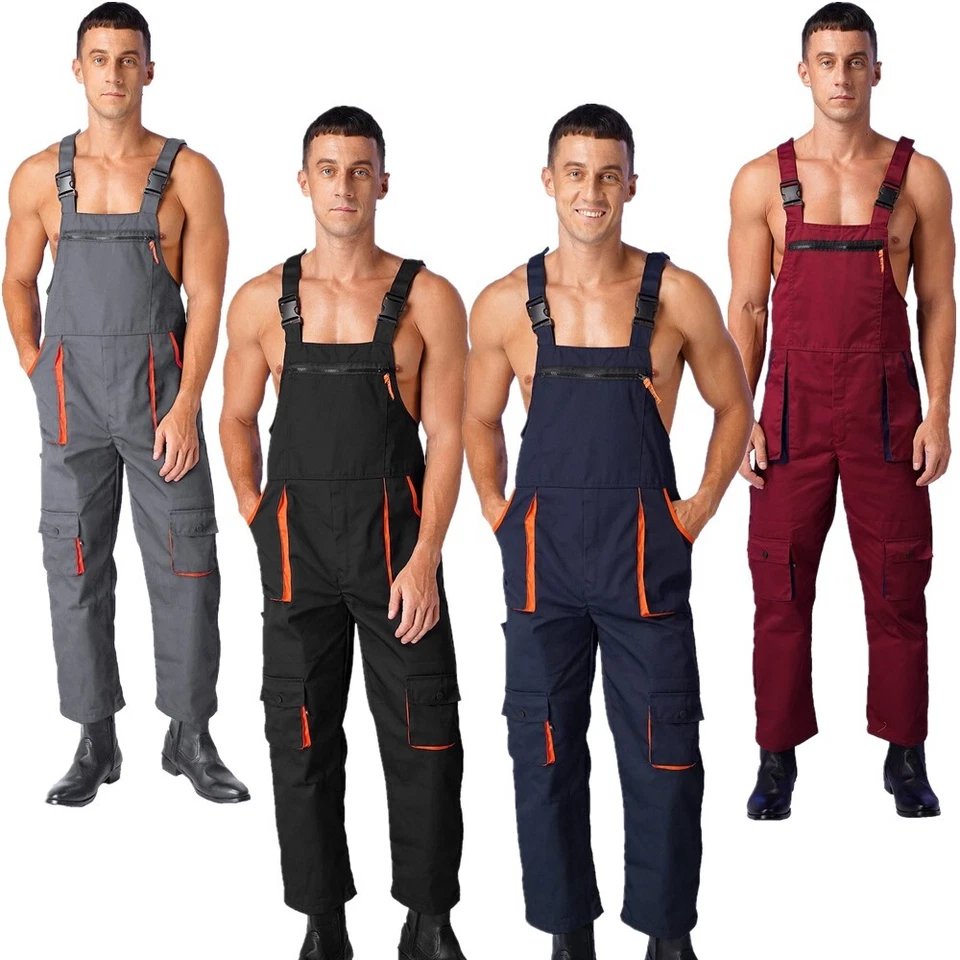 Mens Wear Resistant Work Overalls Lightweight Jumpsuit Coveralls with Pockets - Image 3 of 4