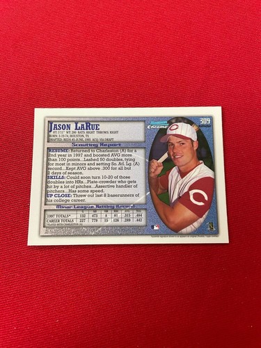 1998 Bowman Chrome JASON LARUE Interstate Refractor Cincinnati Reds ~MR19 - Picture 3 of 3