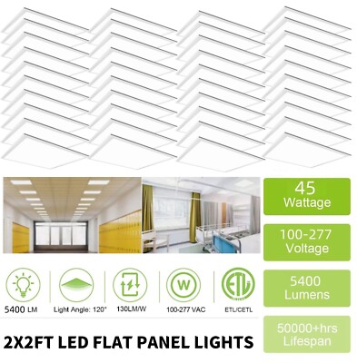 2x2 LED Flat Panel Light,0-10V Dimmable,24 Inch Ceiling Light for Kitchen 40Pack