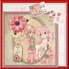 CUTE UNICORN SLIGHT DECOUPAGE MINI KIT-2 X A4 SHEETS (MARCH 2016)