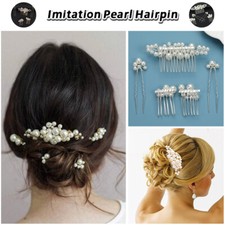 Imitation Pearl Hairpin Set Wedding Hair Comb U-shaped Tiaras Bridal Headpiece