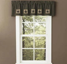 Park Design Star Country Cabin Farmhouse Primitive Rustic Lined Patch Valance 