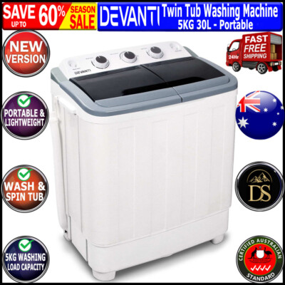 Devanti 5KG Mini Portable Twin Tub Washing Machine Laundry
