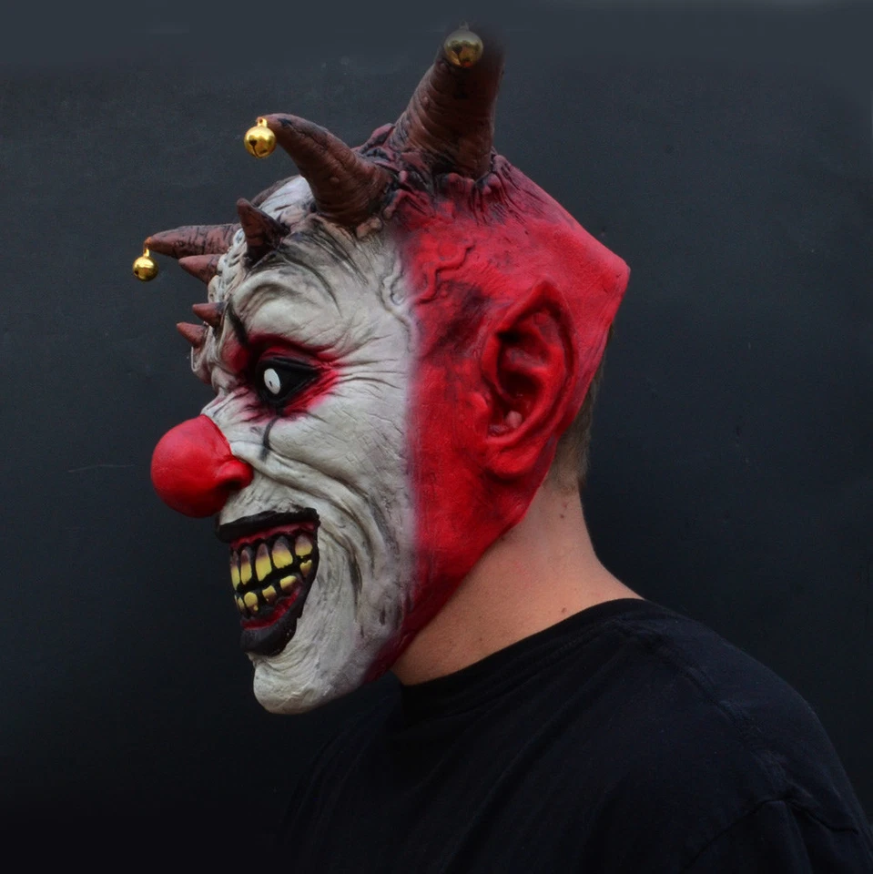 Creepy Evil Scary Halloween Clown Mask Latex Evil JESTER CLOWN - Image 4 of 4