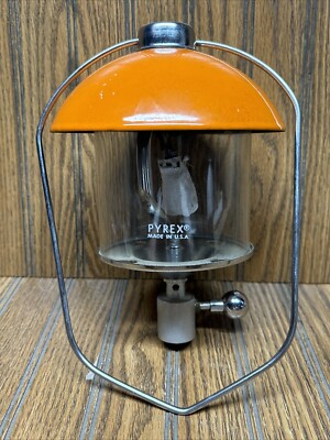 Vintage Sears Pyrex Single Mantle Propane Lantern Carry Coleman Orange - EUC