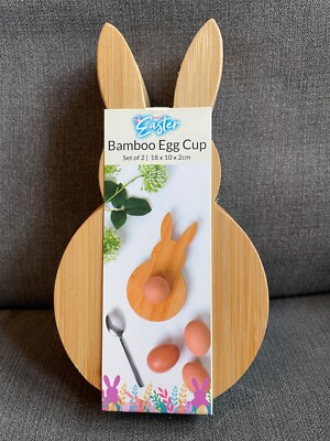 2er Set, neuer Bambus Eierbecher/Eierhalter in Kaninchenform