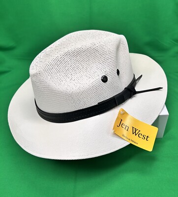 Jen West Hats Men s Off White Fedora Made in Mexico Hard Finished Size L