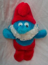 VINTAGE 1981 Hanna-Barbera Smurfs PAPA SMURF 7" Plush Stuffed Animal Toy 1980's