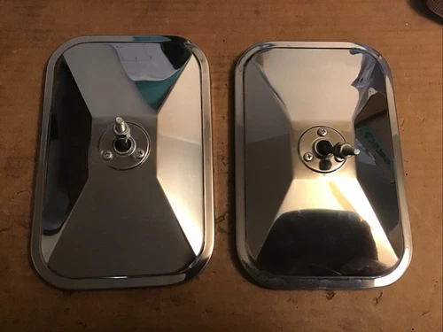 Vintage KD Stainless Steel 8”x5” Mirror Heads New Pair 