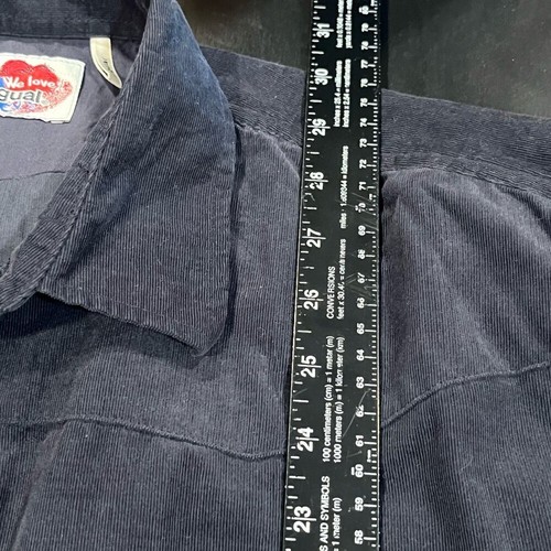 Desigual Corduroy Western Style Mens Midnight Blue Button Down Shirt Size XL - Picture 7 of 8